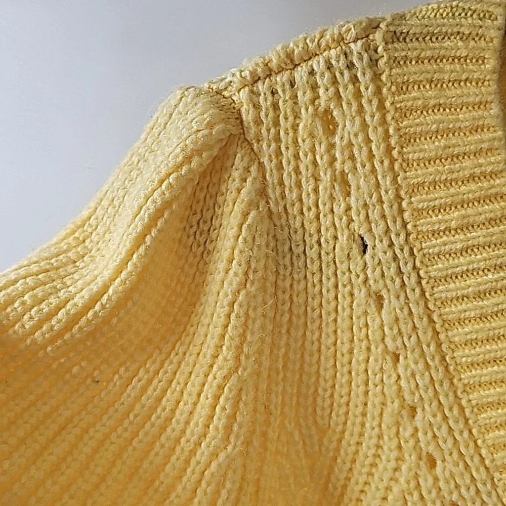 Yellow V-Neck Button Cardigan Sweater - Picture 6 of 16